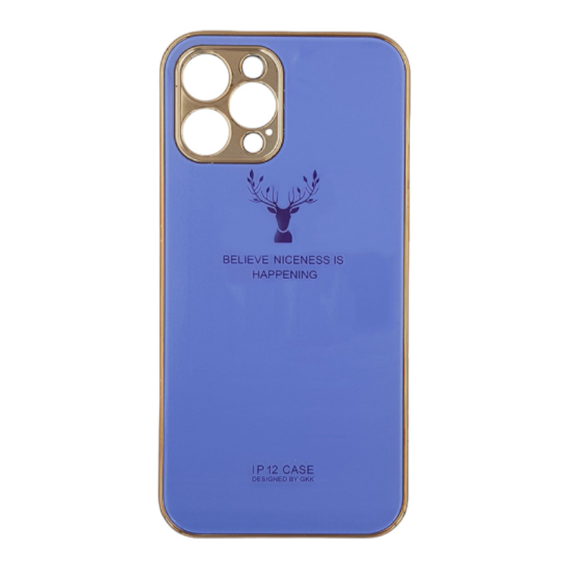 GKK Electroplate Glass Case Apple iPhone 12 Pro Max Reindeer Λιλά