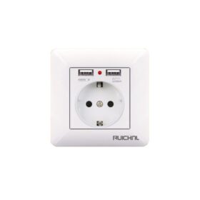 Πρίζα σούκο με 2 θύρες USB - Χωνευτή - 16A - 068509