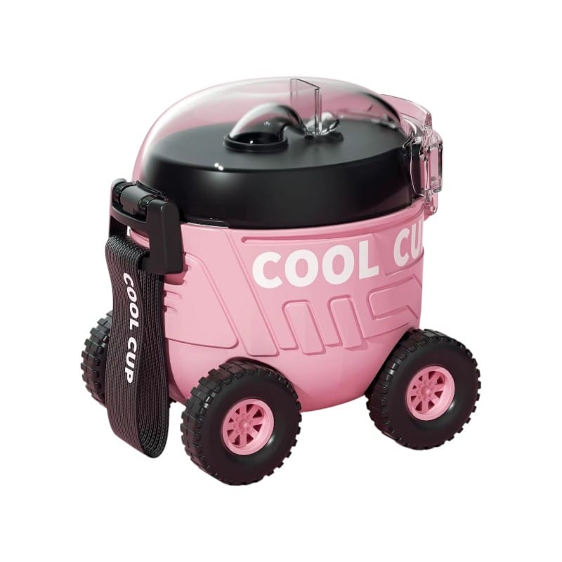 Παιδικό παγούρι πλαστικό - Αυτοκινητάκι - 600ml - 722399 - Pink