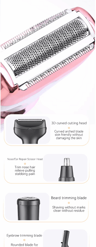 Ξυριστική μηχανή προσώπου-σώματος - 4 in 1 - KM-7114 - Kemei - White/Light pink Ξυριστική μηχανή προσώπου-σώματος - 4 in 1 - KM-7114 - Kemei - White/Light pink