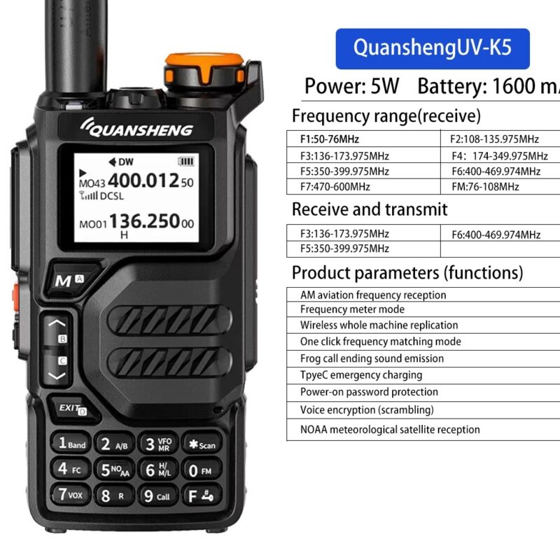 Φορητός πομποδέκτης UHF/VHF - UVK5 - Quansheng - 512153