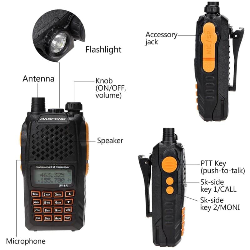 Φορητός πομποδέκτης - UHF/VHF - 7W - UV-6R - Baofeng - 563006