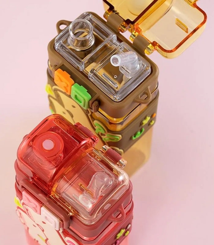 Alternative view of Παιδικό παγούρι πλαστικό με καλαμάκι - 650ml - 722474 - Pink