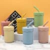 Baby Food Grade Silicone Straw Water Cup Training Leakproof Drop Resistant Drinking Cups