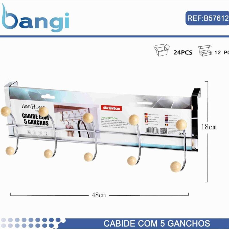 Μεταλλική κρεμάστρα πόρτας 5 θέσεων - 57612