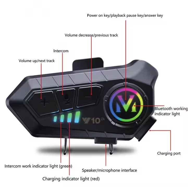 Alternative view of Ασύρματη ενδοεπικοινωνία κράνους μοτοσυκλέτας - Bluetooth - Y10-2X - 811696