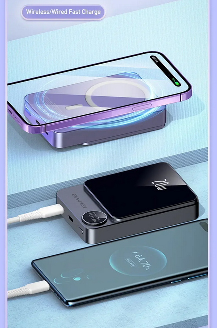 Alternative view of Powerbank μαγνητικής φόρτισης - P39K - 10.000mah - 20W - AWEI - 005500 - Grey