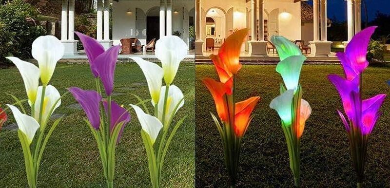 Φωτιζόμενα διακοσμητικά λουλούδια LED με ηλιακό πάνελ - 2pcs - 150302 - Blue