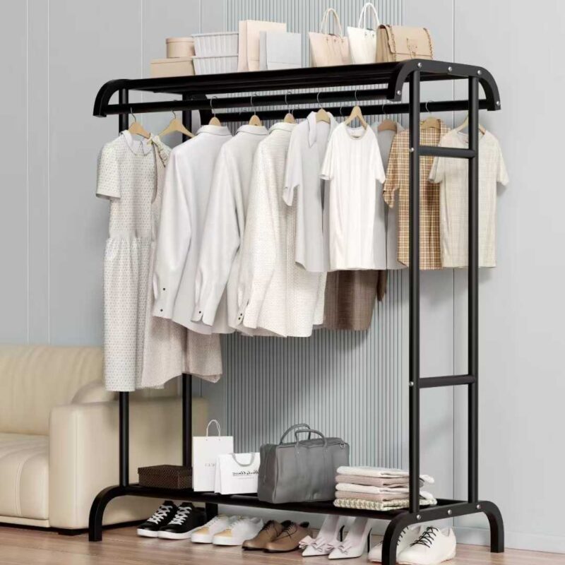 Κρεμάστρα δαπέδου με ράφι παπουτσιών - TM0021 - 522657 - Black Κρεμάστρα δαπέδου με ράφι παπουτσιών - TM0021 - 522657 - Black