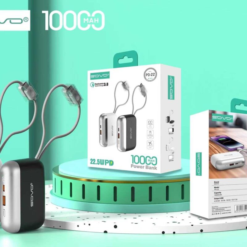 Powerbank 2in1 - Fast Charge - 10.000mah - 22.5W - PD-22 - 278626 - Black