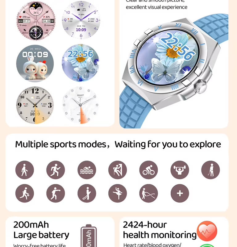 Σετ Smartwatch με 3 λουράκια - LG80 Mini - 065066 - Blue Σετ Smartwatch με 3 λουράκια - LG80 Mini - 065066 - Blue