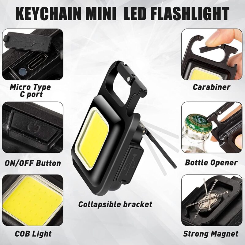 Alternative view of Mini επαναφορτιζόμενος φακός LED μπρελόκ - 532 - 175145