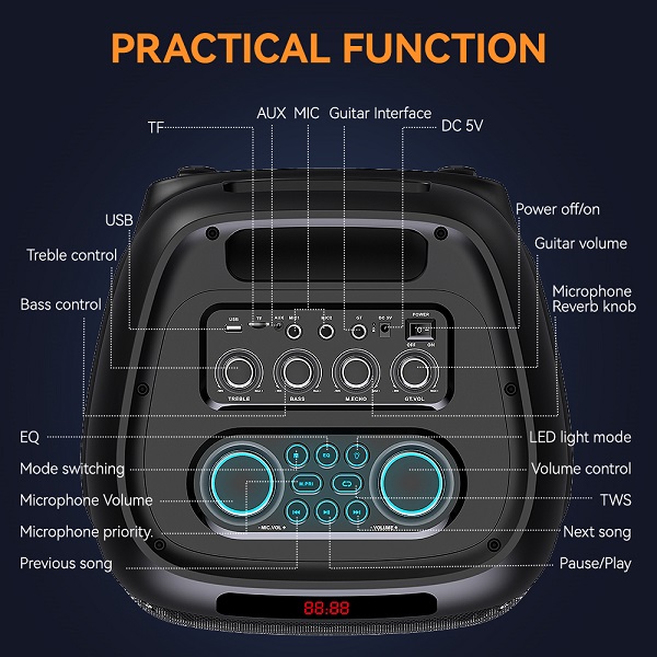 Alternative view of Φορητό ηχείο subwoofer με μικρόφωνο Karaoke - ZQS8280 - 160019