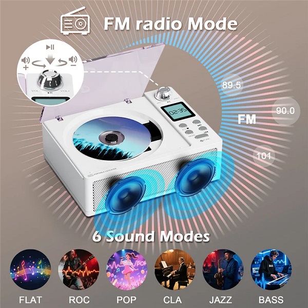 Alternative view of Φορητό CD Player με Bluetooth & Ραδιόφωνο - CD-3100 - 718228 - White