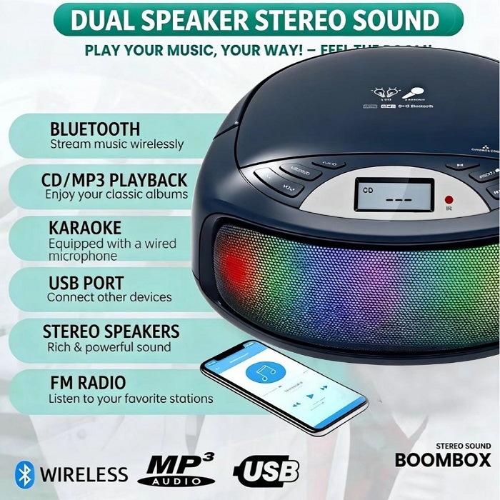 Alternative view of CD Player με Bluetooth & μικρόφωνο Karaoke - CD-P3032 - 730328