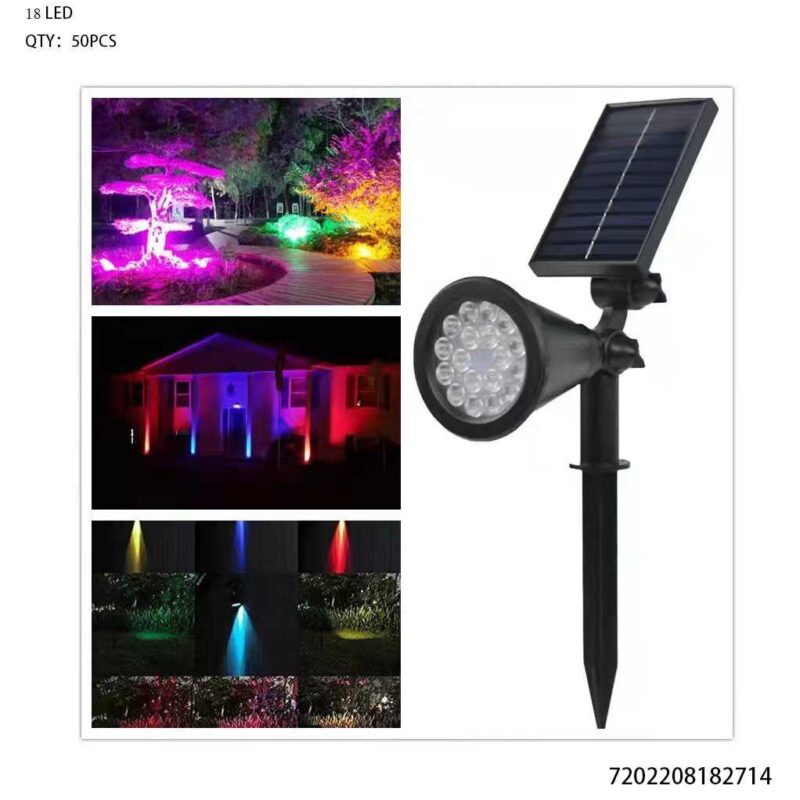 Ηλιακός προβολέας κήπου LED RGB - 18LED - 182714 - Image 4