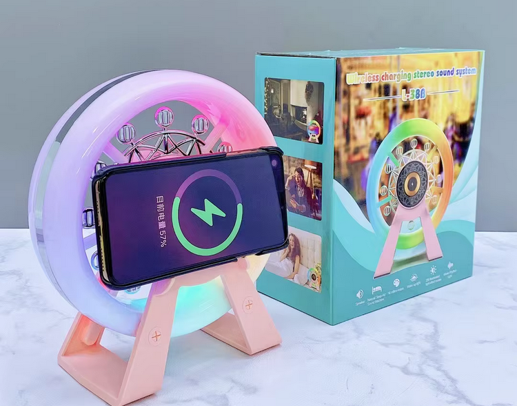 Alternative view of Ασύρματο ηχείο Bluetooth με βάση ασύρματης φόρτισης smartphone - Wheel - L-38B - 811580 - Blue