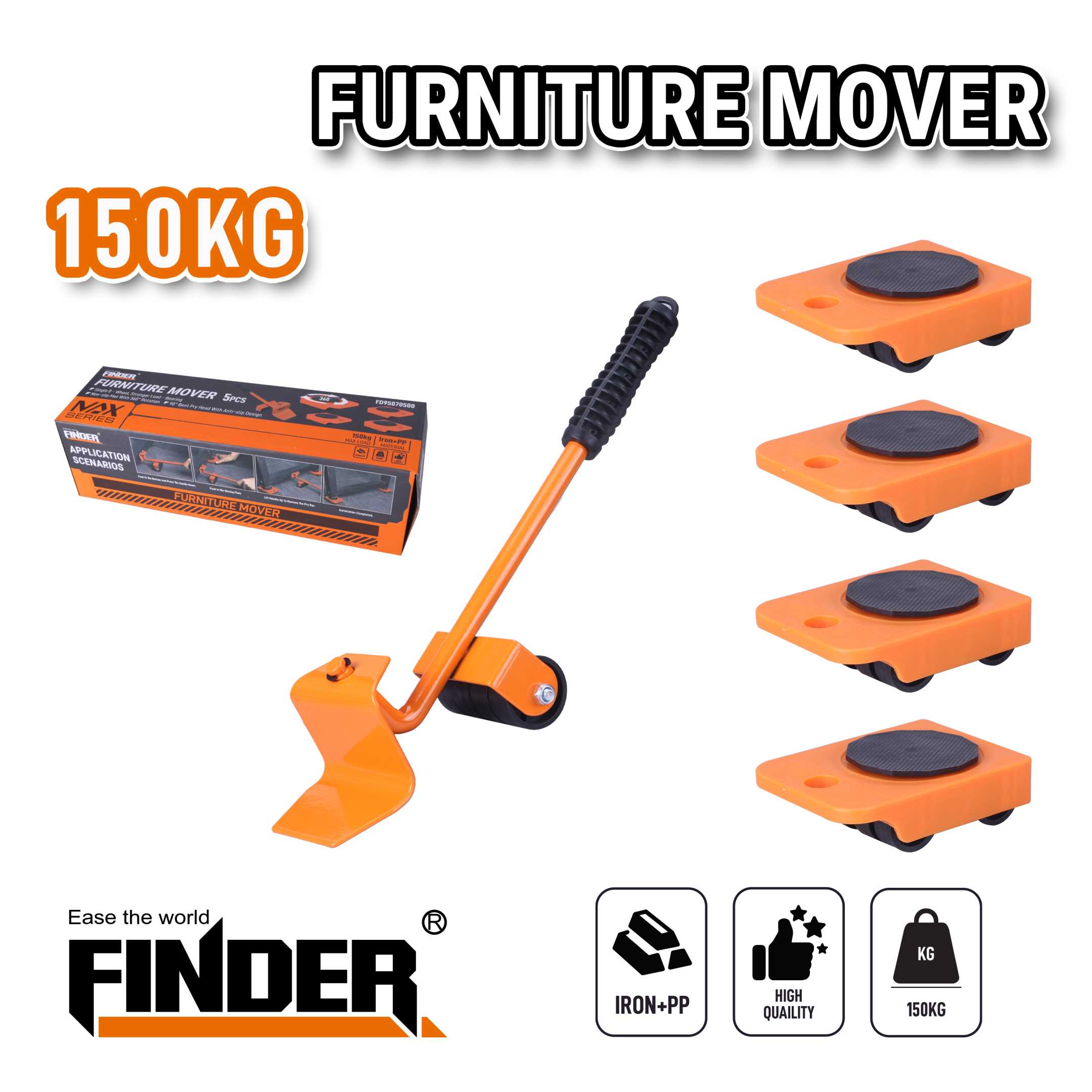 Σύστημα μεταφοράς επίπλων - 150kg - 5pcs - Finder - 194387 Σύστημα μεταφοράς επίπλων - 150kg - 5pcs - Finder - 194387 - Image 2