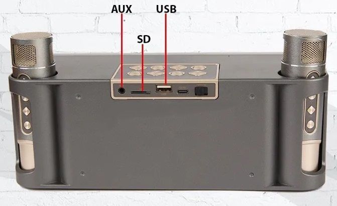 Alternative view of Ασύρματο ηχείο Bluetooth με 2 μικρόφωνα Karaoke - YS215 - 887271 - Grey