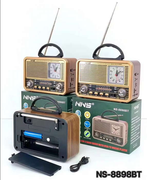 Alternative view of Επαναφορτιζόμενο ραδιόφωνο Retro με ρολόι - NS8898BT - 888988 - Gold