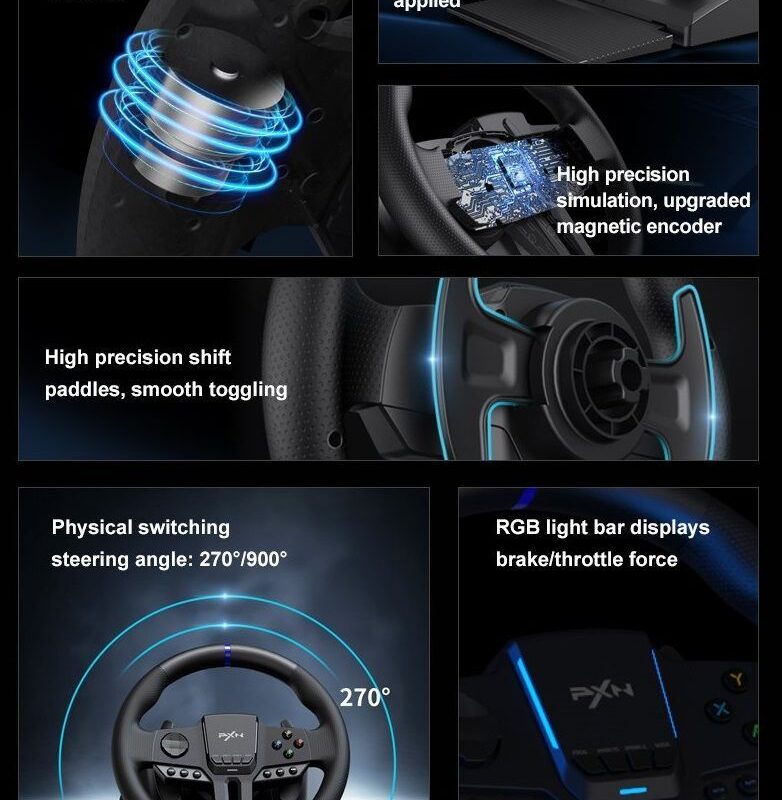 Σετ τιμονιέρα gaming με πετάλια - PXN-V900 - 900999 - Image 3