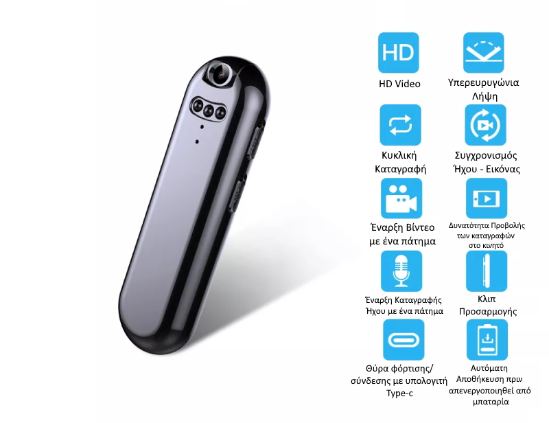 Alternative view of JNN V5 Μίνι HD Κάμερα με Κλιπ 1080p/150°/8GB/Σύνδεση με κινητό (Μαύρη)  23518