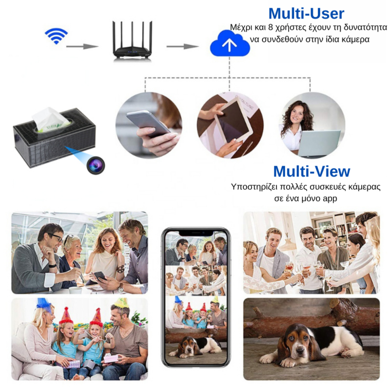 S-Talk D8 Κρυφή Κάμερα WiFi με Live Streaming Δερμάτινη Θήκη για Χαρτομάντηλα - Image 6