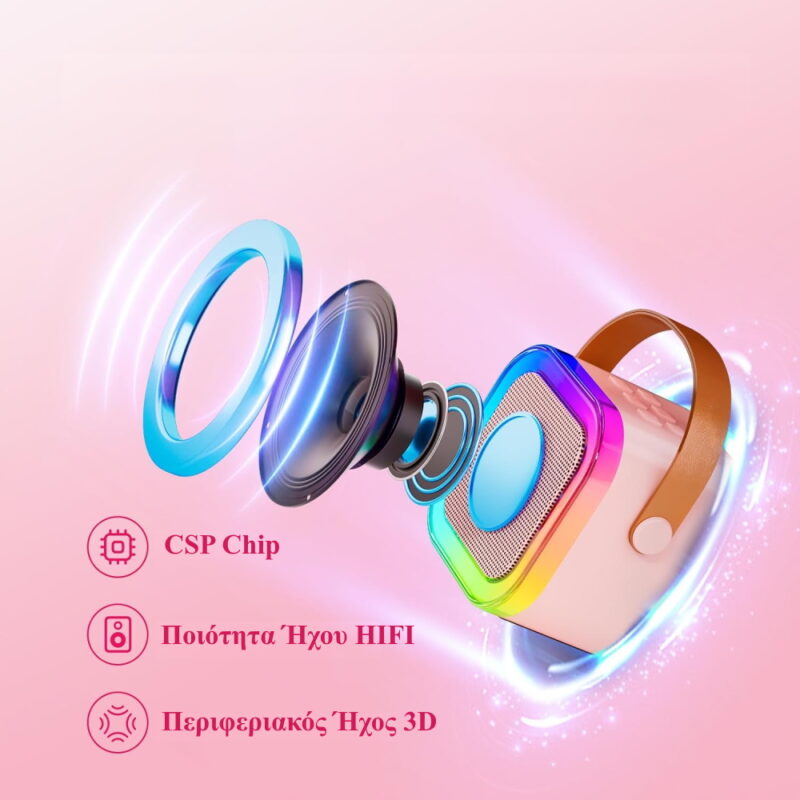 Alternative view of Skysonic K8 Καραόκε Ηχείο Bluetooth με 2 Ασύρματα Μικρόφωνα (Led RGB Light/1200mAh/Type-C) Γαλάζιο
