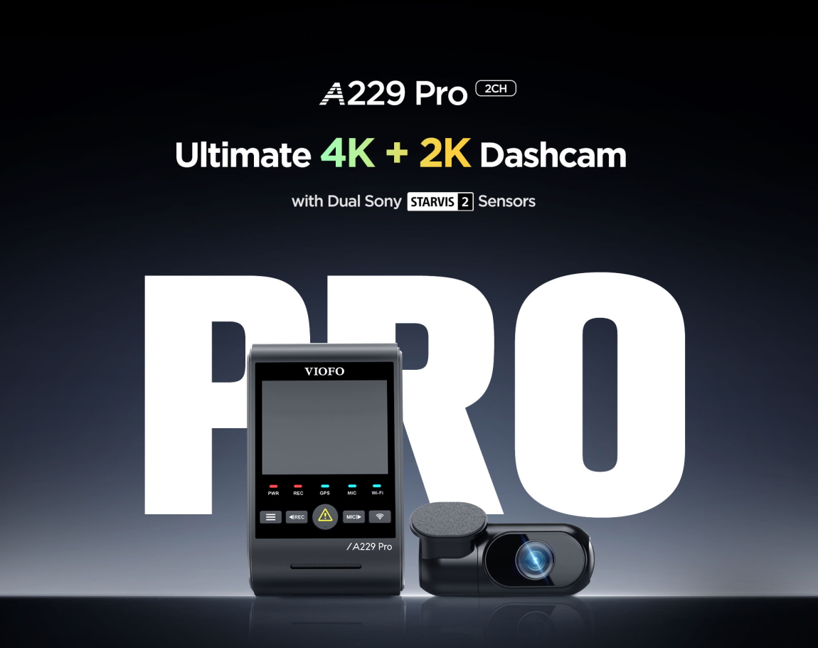 VIOFO A229 Pro 2CH Διπλή Κάμερα Dash Αυτοκινήτου με Φωνητικές Εντολές (4K HDR/Sony Starvis 2/Φωνητική Εντολή/GPS/WiFi/LCD 2.4") (A229 Pro 2CH-G) VIOFO A229 Pro 2CH Διπλή Κάμερα Dash Αυτοκινήτου με Φωνητικές Εντολές (4K HDR/Sony Starvis 2/Φωνητική Εντολή/GPS/WiFi/LCD 2.4") (A229 Pro 2CH-G)
