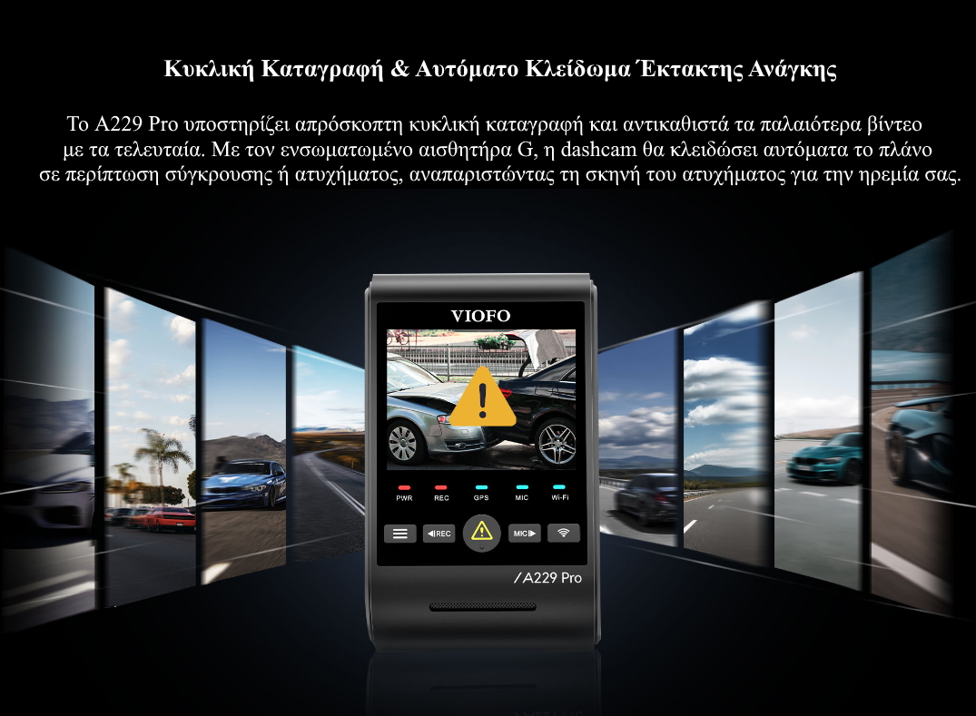 VIOFO A229 Pro 2CH Διπλή Κάμερα Dash Αυτοκινήτου με Φωνητικές Εντολές (4K HDR/Sony Starvis 2/Φωνητική Εντολή/GPS/WiFi/LCD 2.4") (A229 Pro 2CH-G) VIOFO A229 Pro 2CH Διπλή Κάμερα Dash Αυτοκινήτου με Φωνητικές Εντολές (4K HDR/Sony Starvis 2/Φωνητική Εντολή/GPS/WiFi/LCD 2.4") (A229 Pro 2CH-G)