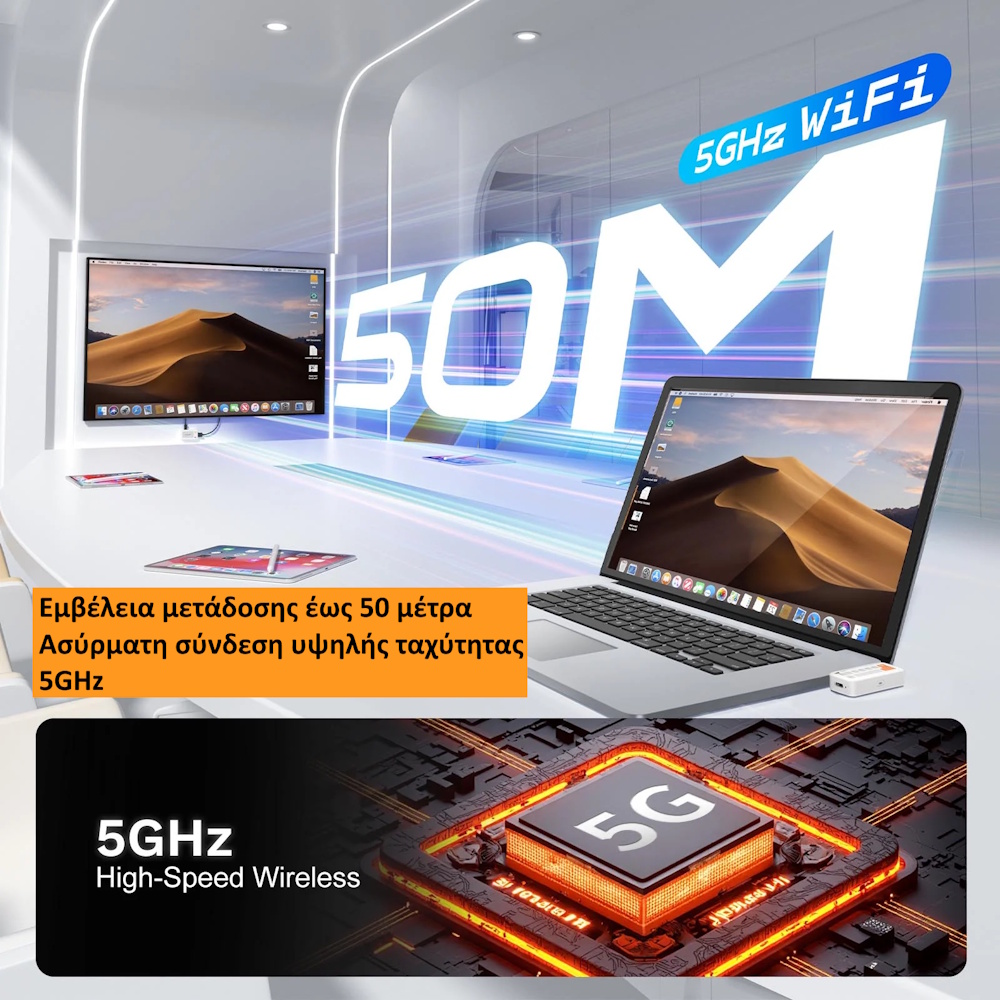 Lemorele P400 Ασύρματος Μεταδότης Οθόνης με Type-C Transmitter και HDMI Receiver (Plug & Play) 1080P/60Hz/50μέτρα