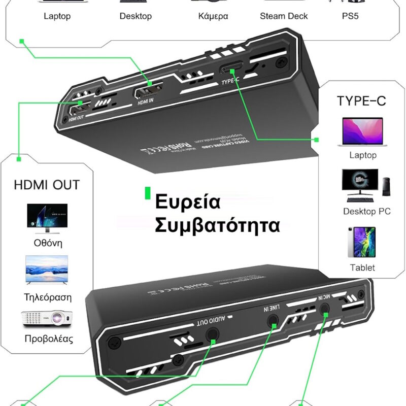 Lemorele AC09 Capture Card HDMI σε USB 3.0 με 4K Passthrough για OBS - Image 6