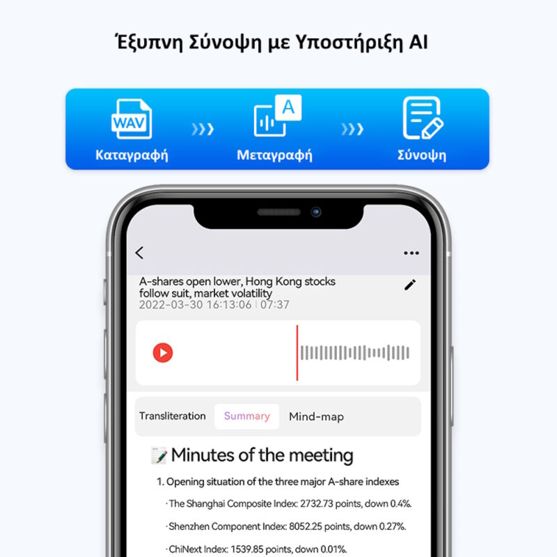 JNN A6 Καταγραφικό Ήχου με Μετατροπή σε Κείμενο, Μετάφραση & Περίληψη με AI ChatGPT – Σύνδεση με App & Μαγνητική Πλάτη 16GB - Image 5
