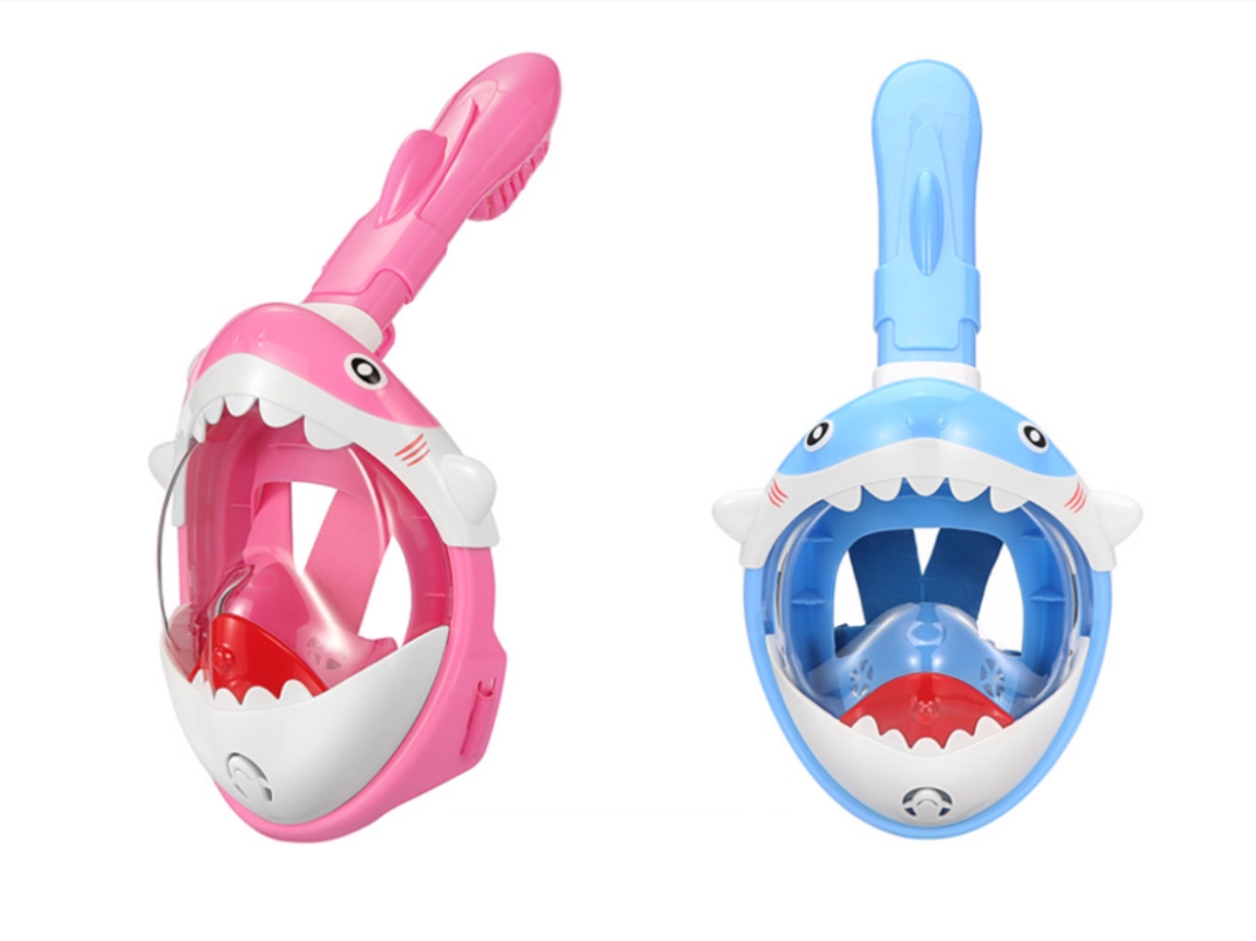 Thenice KF-3 Παιδική Μάσκα Θαλάσσης Καρχαριάκι (Baby Shark) Full Face Snorkel Mask (XS/S) (Ροζ)