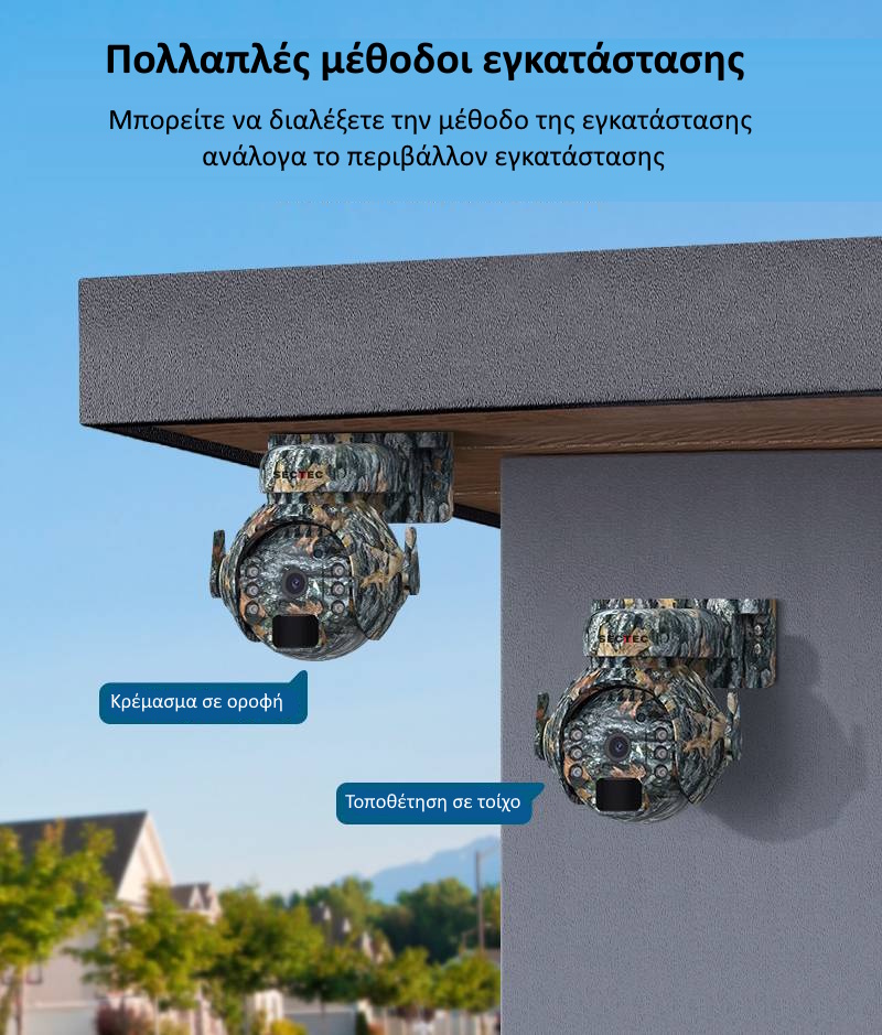 Sectec ST-515 4G Περιστρεφόμενη Κάμερα Κυνηγιού με Πάνελ 3W και Προβολείς (3MP/5200mAh) περιστρεφόμενη κάμερα κυνηγιού με προβολείς