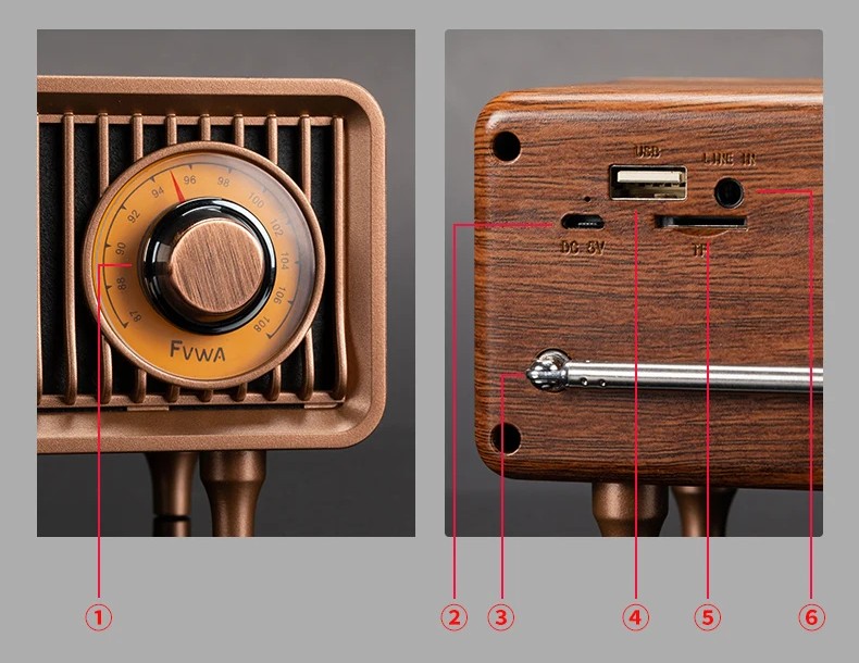 Old Street Audio AS19 Retro Bluetooth Ηχείο Ξύλινο (5W/Μπαταρία 1800mAh/Bluetooth 5.4/FM Radio/USB/TF/AUX/TWS)