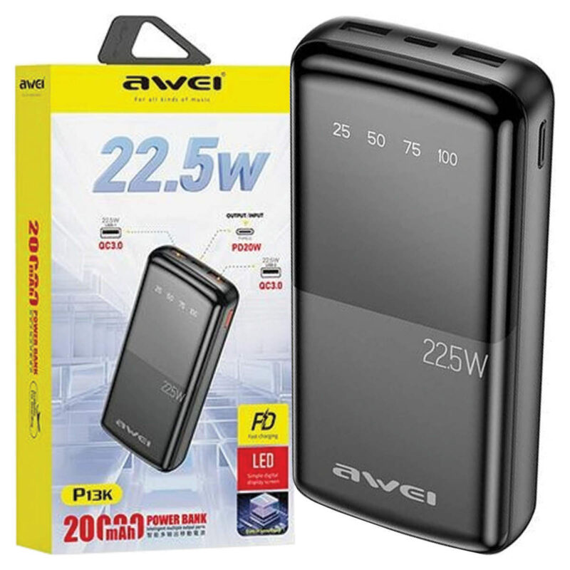 Alternative view of Powerbank - P13K - 20.000mah - 22.5W - AWEI - 009102