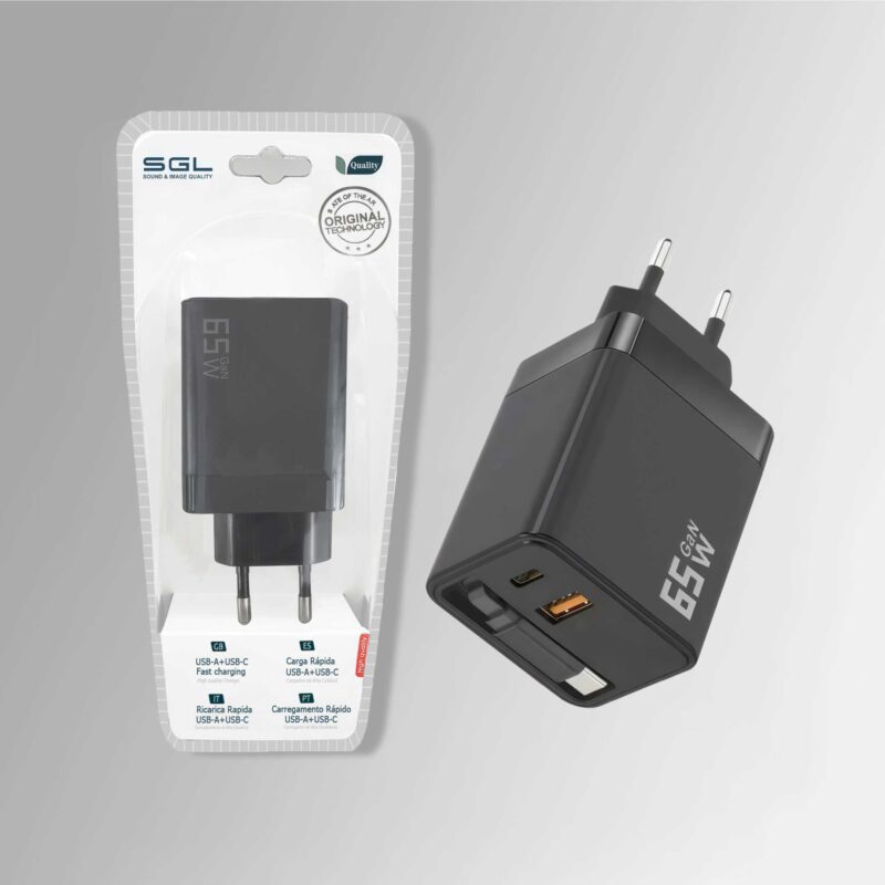 Alternative view of Αντάπτορας φόρτισης με καλώδιο Type-C & 2 θύρες USB-A & Type-C - Fast Charge - 65W - DS65 - 220718