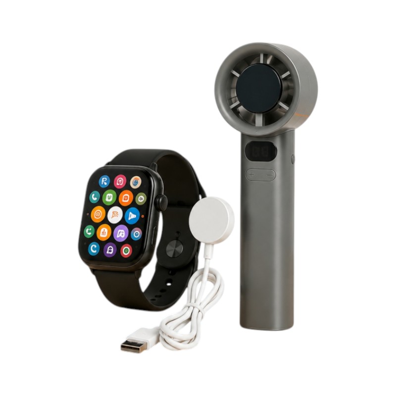 Σετ Smartwatch με ασύρματο ανεμιστήρα χειρός - FAN-50 PRO - 260295 - Black Σετ Smartwatch με ασύρματο ανεμιστήρα χειρός - FAN-50 PRO - 260295 - Black