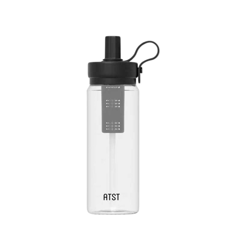 Φορητό παγούρι πλαστικό με καλαμάκι - 750ml - 413234 - Black