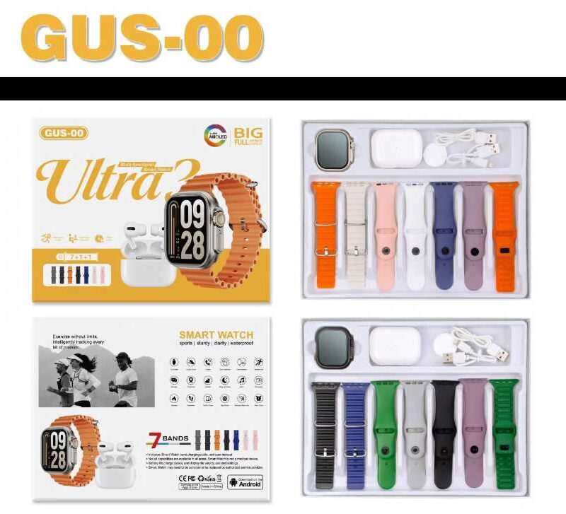 Alternative view of Σετ Smartwatch με 7 λουράκια και ασύρματα ακουστικά Bluetooth - GUS-00 - 260172 - Black