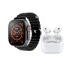 Σετ Smartwatch με 7 λουράκια και ασύρματα ακουστικά Bluetooth - GUS-00 - 260172 - Black