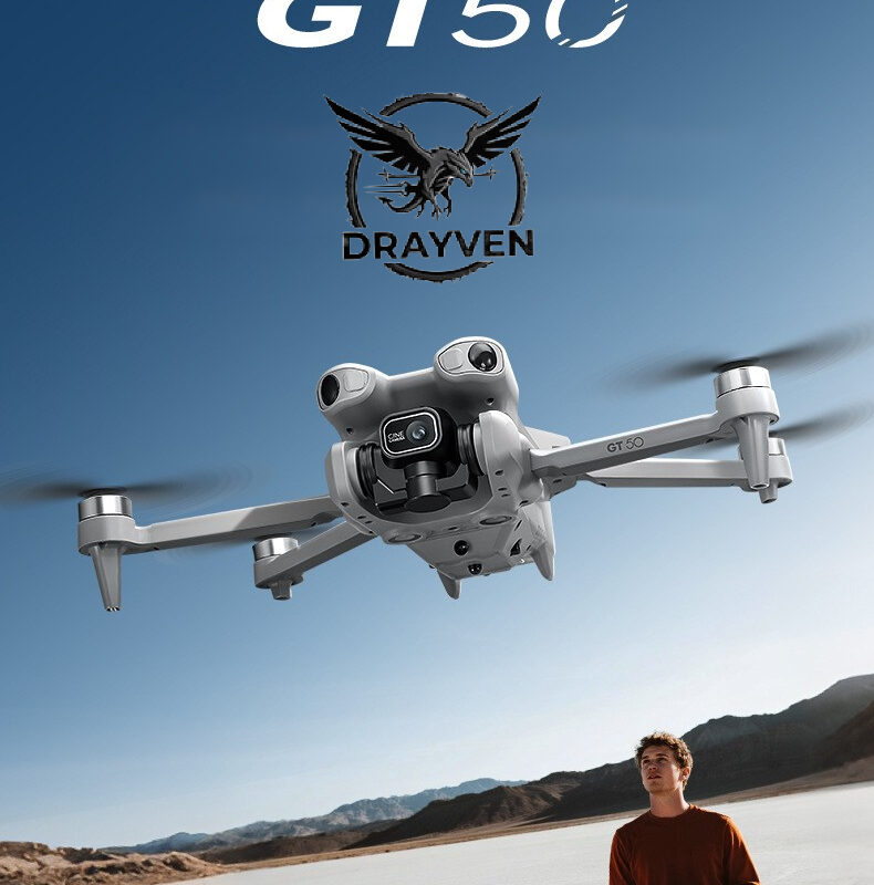 Drayven GT50 Pro Drone μεγάλης εμβέλειας με GPS, Remote Control Screen 4.5" & Brushless Motor (Αποφυγή Εμποδίων) Μαύρο