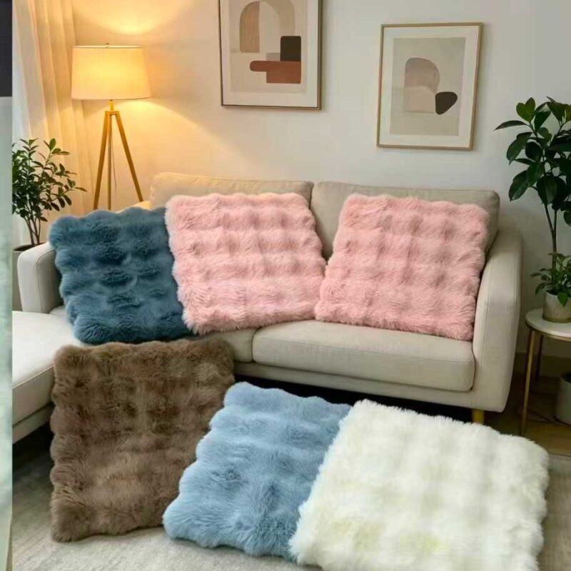 Alternative view of Μαξιλάρι καρέκλας γούνινο - 40x40cm - 571537 - Pink