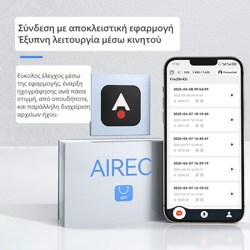 JNN Q90A Καταγραφικό Ήχου Στυλό με AI Μετάφραση & App Bluetooth – 64GB, Αυτόματη Εγγραφή & LED Ένδειξη 16GB - Image 5