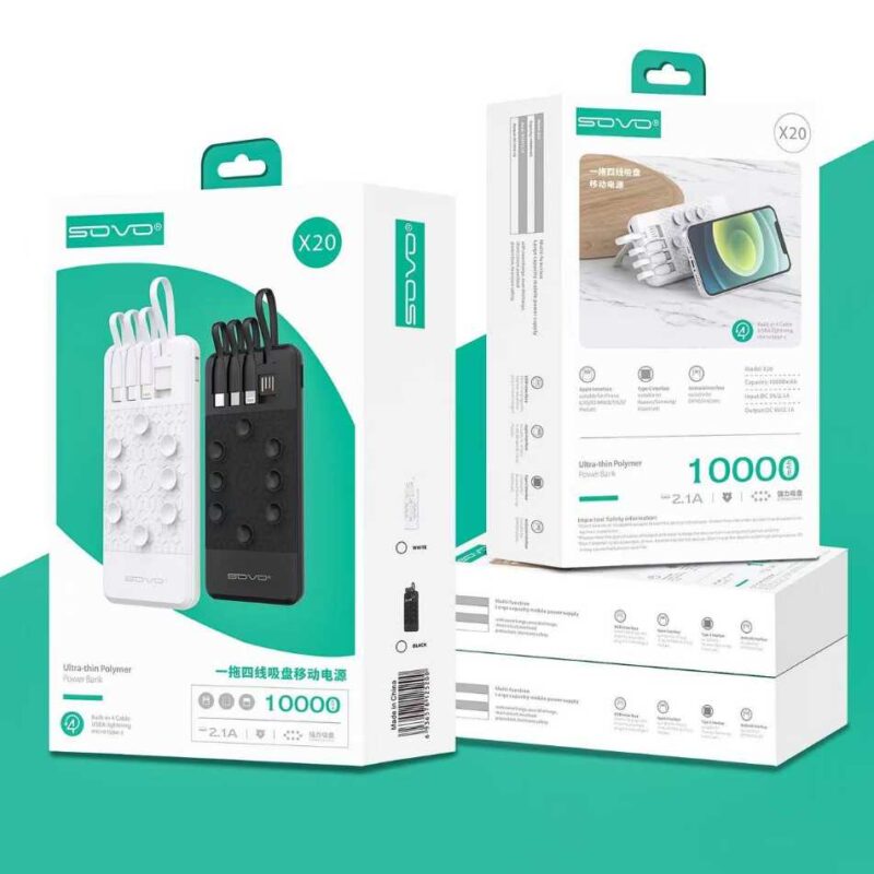 Powerbank 4in1 - Fast Charge - 10.000mah - X20 - 125200 - White - Image 4