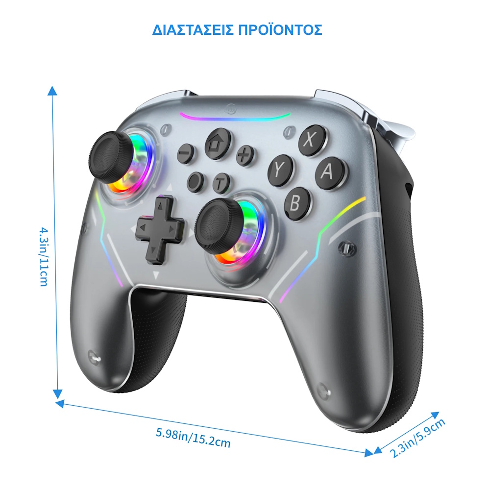 JYS NS2286 Ασύρματο Pro Controller (Bluetooth με αντάπτορα) για Switch/Switch 2/Steam/iOS/Android/PC Λευκό