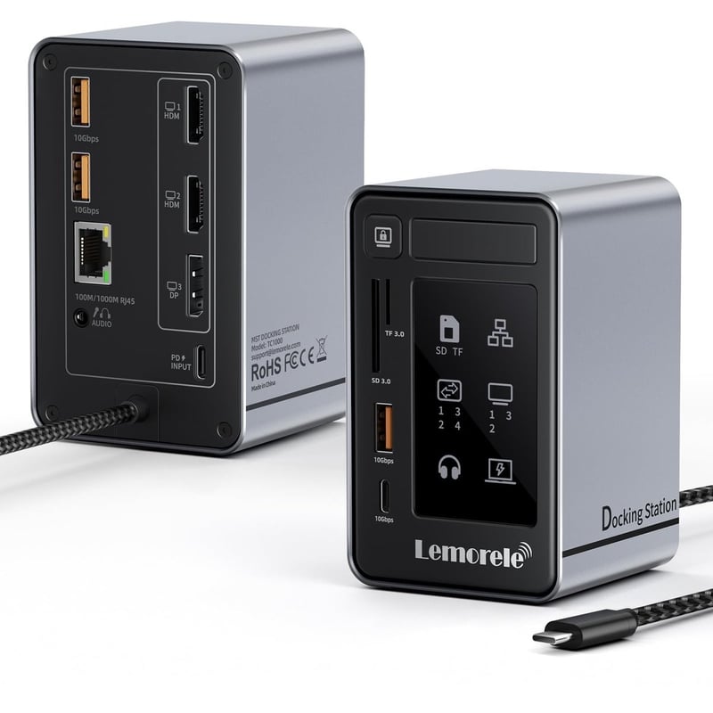 Lemorele TC1000 Docking Station 12-in-1 USB-C με 2×HDMI 4K@60Hz