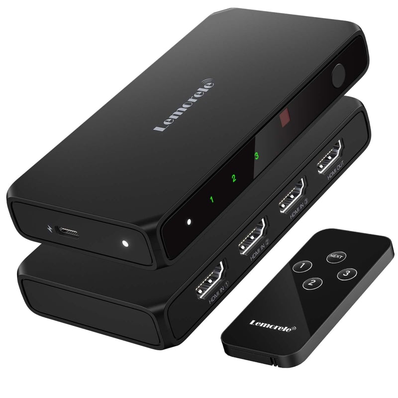 Lemorele G99 HDMI Switch 3-σε-1 με Τηλεχειριστήριο (4K@30Hz/HDMI 2.0/USB-C Τροφοδοσία) Black